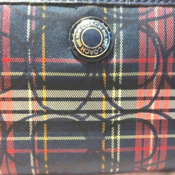 Coach Purple and Blue plaid wallet - Picture 4 of 5